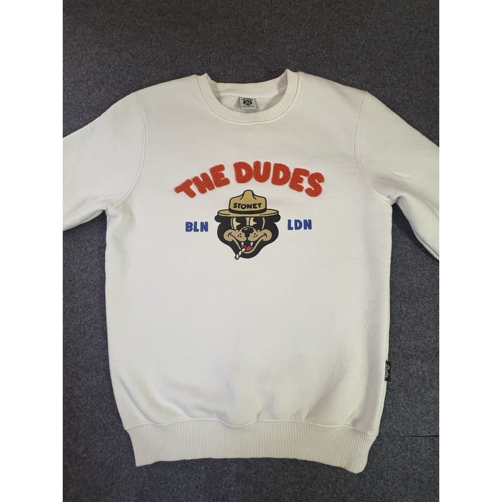 The‎ Dudes Stoney Bear BLN LDN Graphic Sweatshirt Almond Milk Small